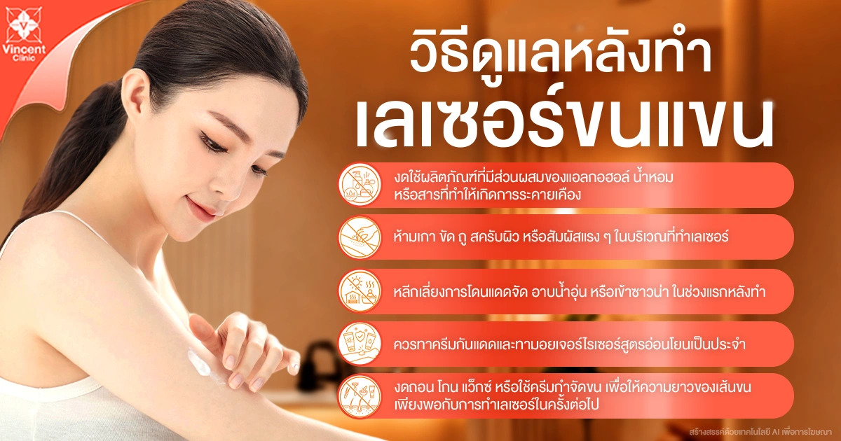 วิธีดูแลหลังทำเลเซอร์ขนแขน
