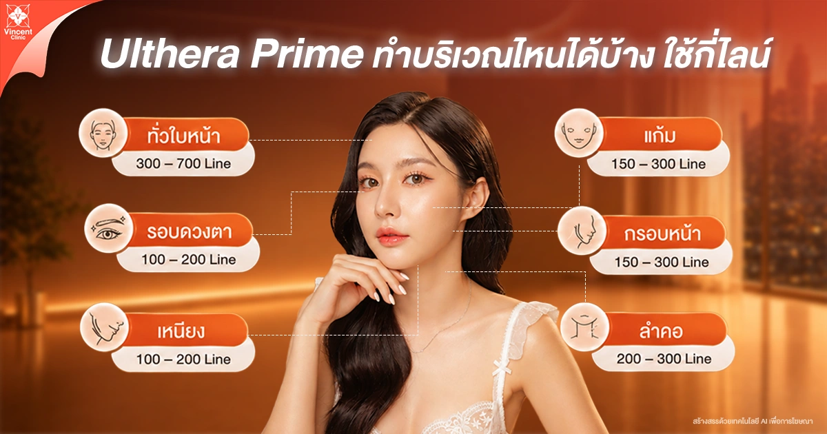 Ulthera Prime treatment areas and number of lines Ulthera Prime ทำบริเวณไหน ใช้กี่ไลน์