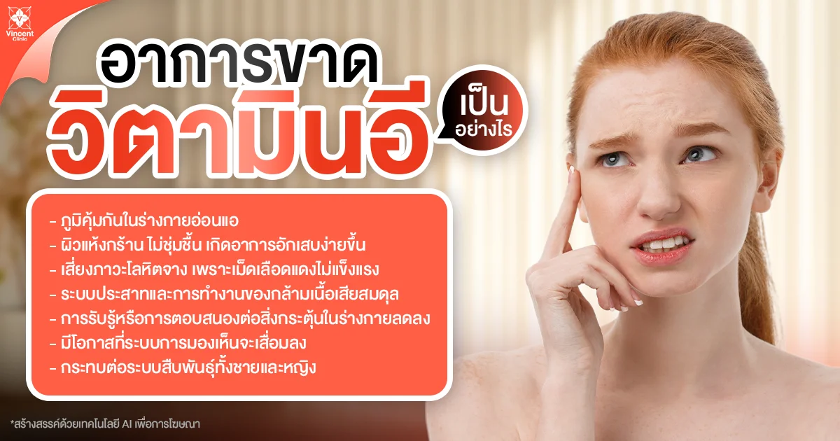 What are the symptoms of vitamin E deficiency? อาการขาดวิตามินอีเป็นอย่างไร