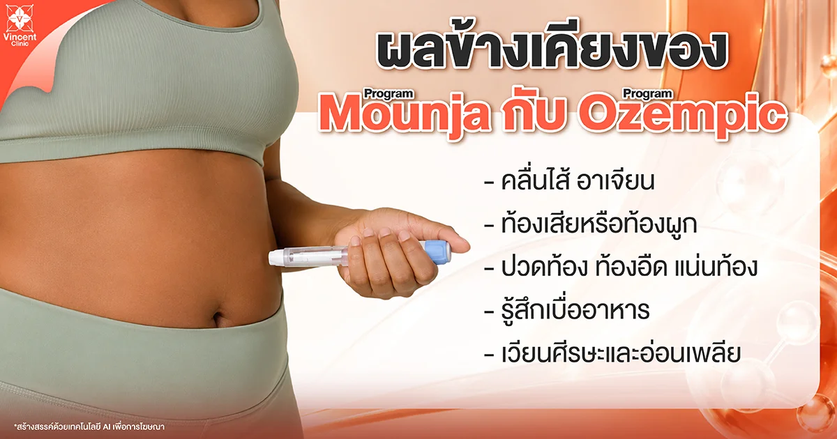 Side effects of Mounjaro and Ozempic. ผลข้างเคียงของ Mounjaro กับ Ozempic